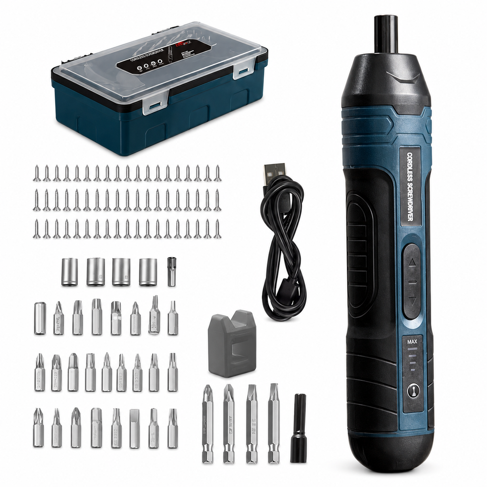 3.6V rechargeable electric screwdriver with adjustable torque and included bits